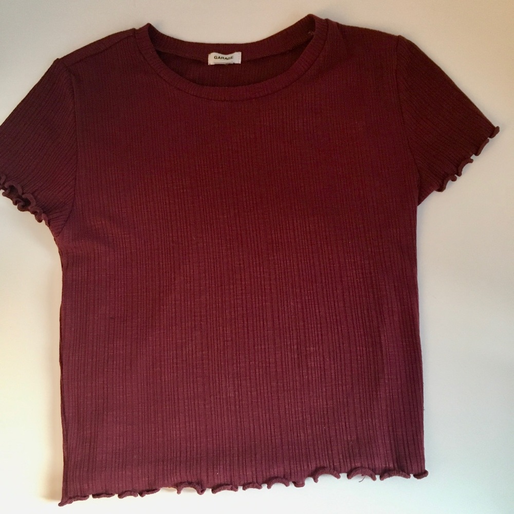 Garage lettuce hem maroon baby tee ❤️